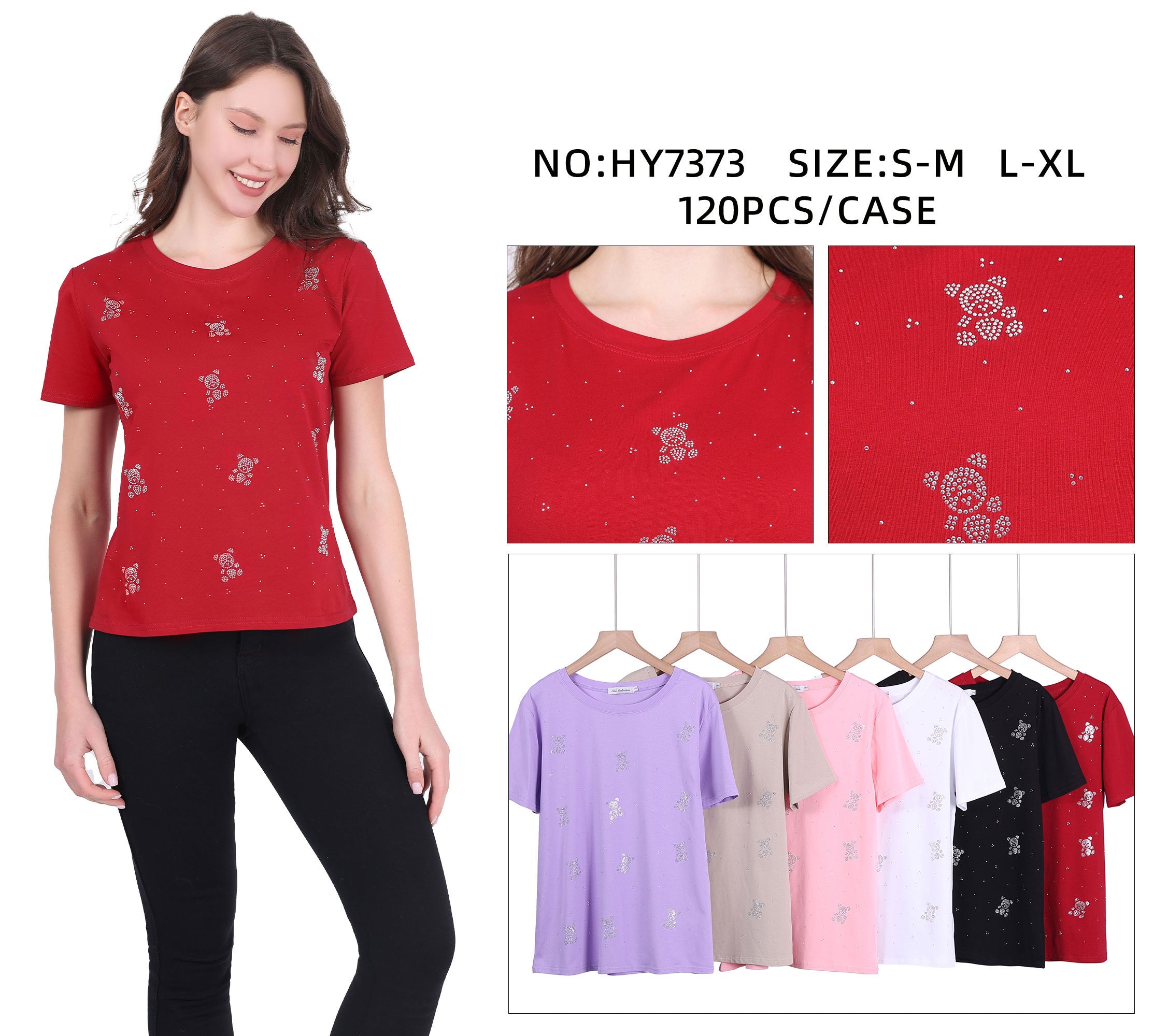 HY7373 - One Dozen Fashion T-Shirt Mix Colors & Mix Sizes