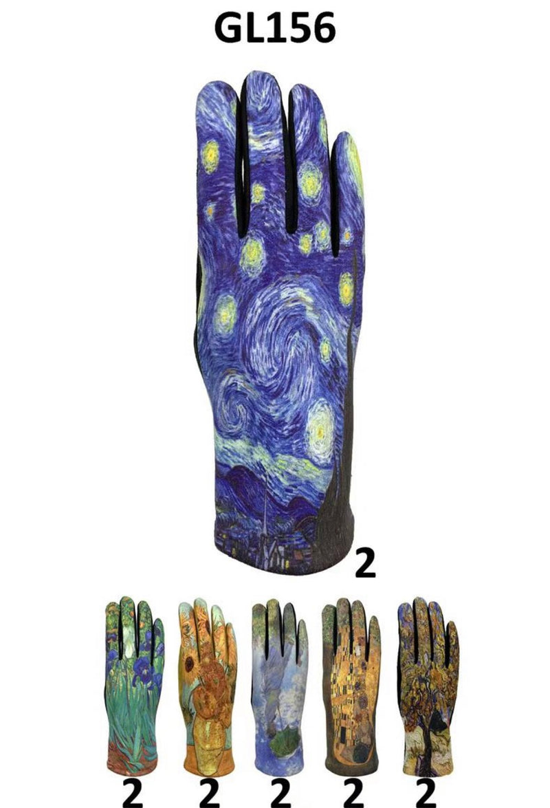GL156 - One Dozen Painting Inspired Pattern Screen Touch Gloves