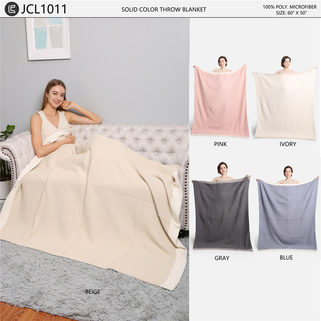 JCL1011 - SOLID COLOR LUXURY SOFT THROW BLANKET