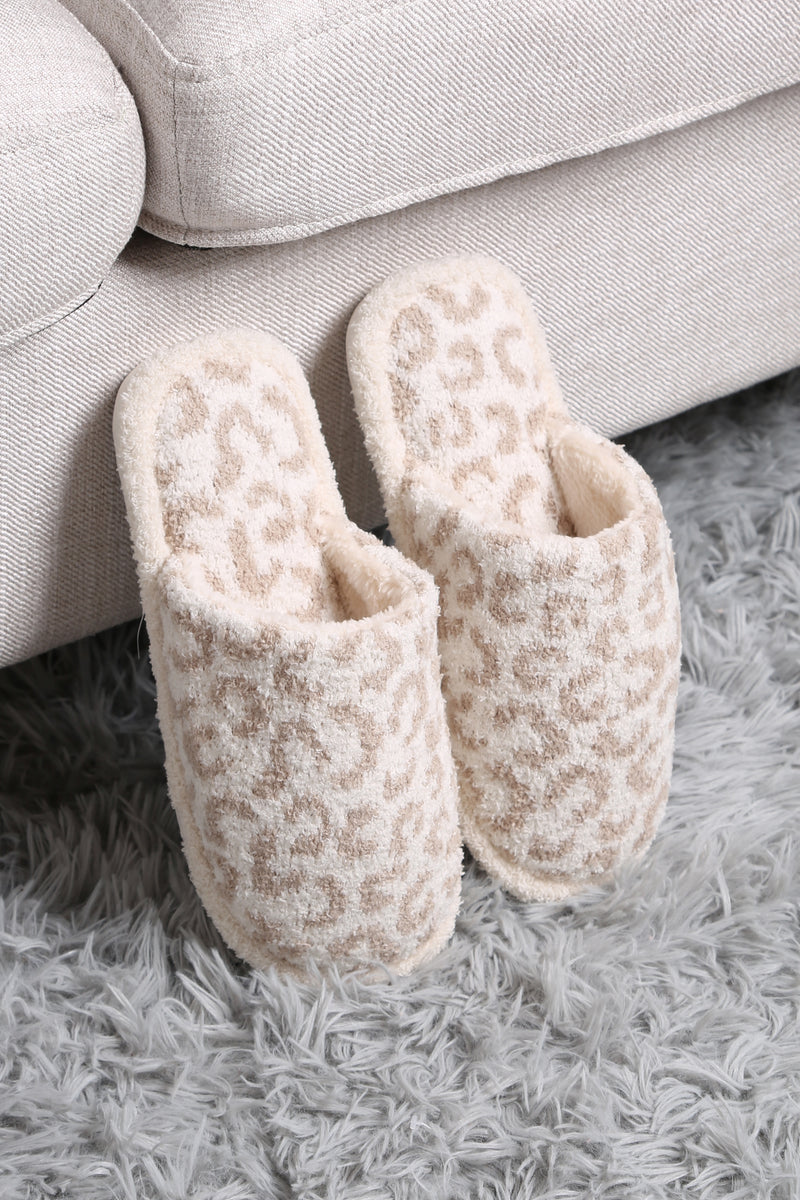 JCL1032 LEOPARD PATTERN LUXURY SOFT SLIPPERS- BEIGE