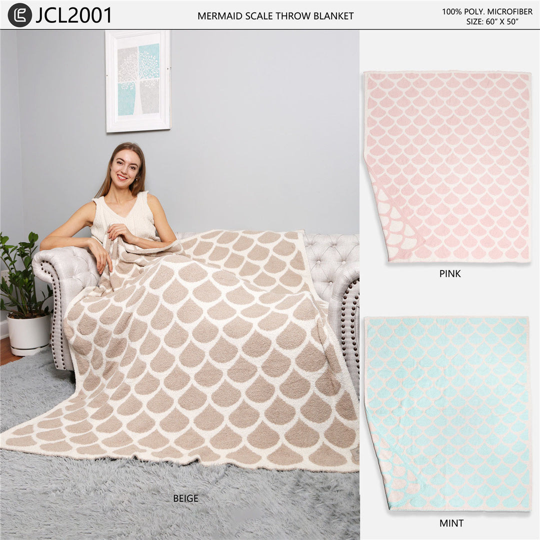 JCL2001 - MERMAID SCALE PATTERN LUXURY SOFT THROW BLANKET