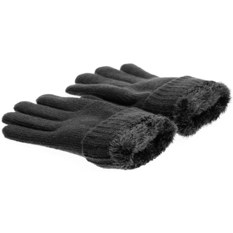 JG704 - One Dozen Ladies Double Layer Fur Lining Knit Ribbon accent  Gloves