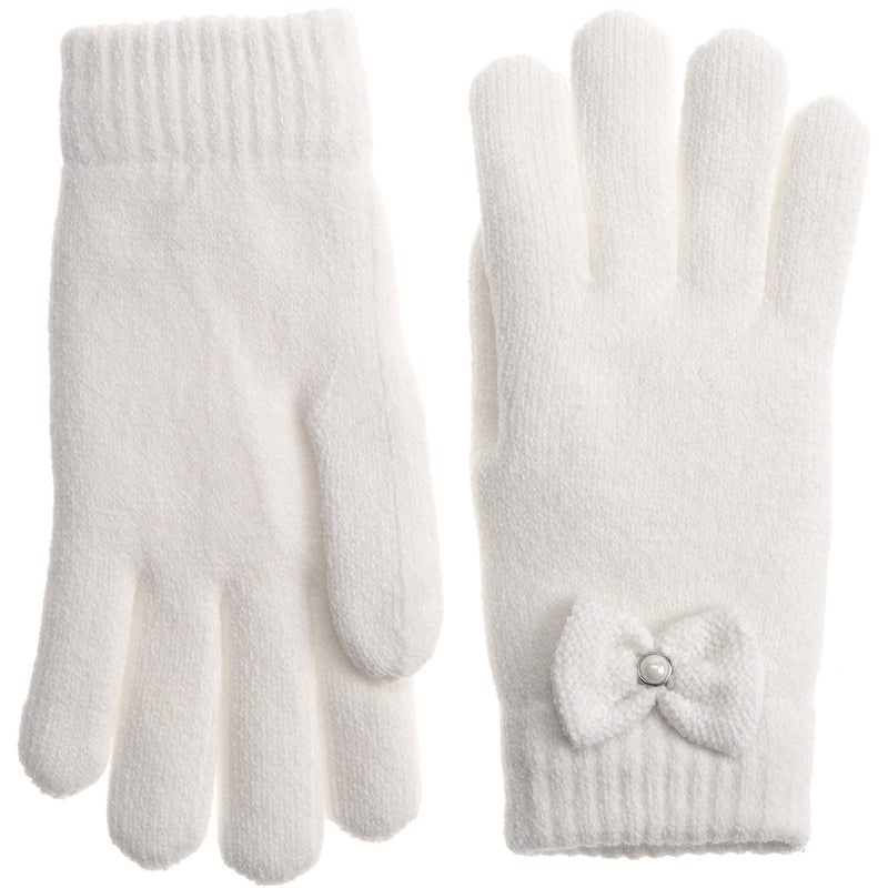 JG704 - One Dozen Ladies Double Layer Fur Lining Knit Ribbon accent  Gloves