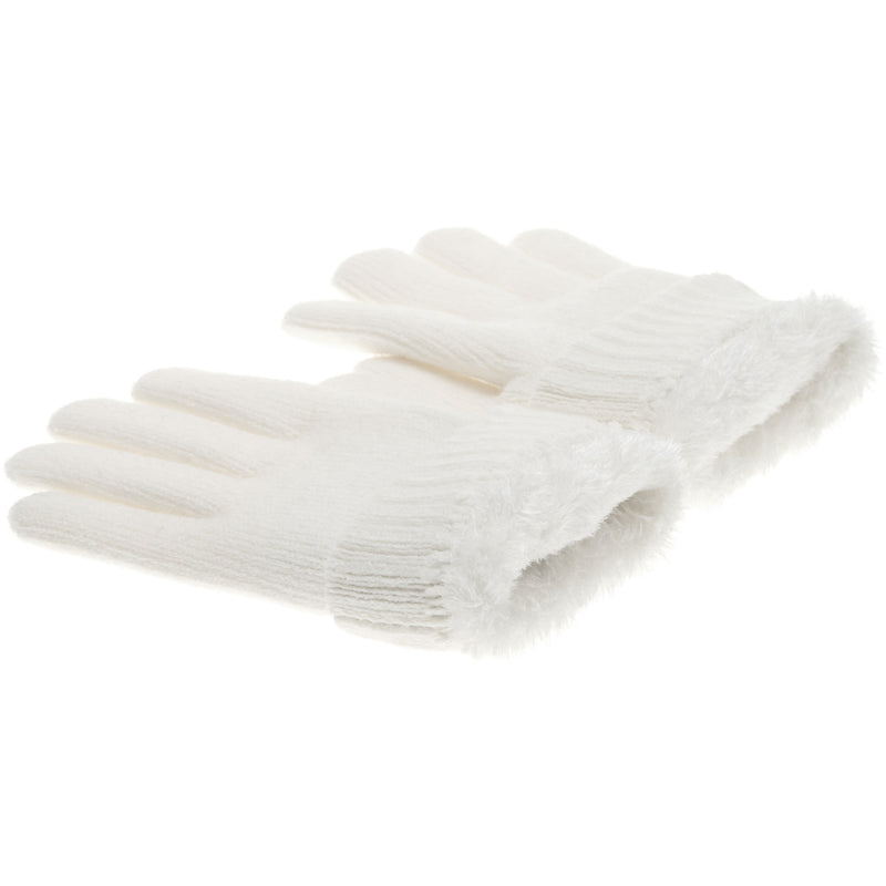 JG704 - One Dozen Ladies Double Layer Fur Lining Knit Ribbon accent  Gloves