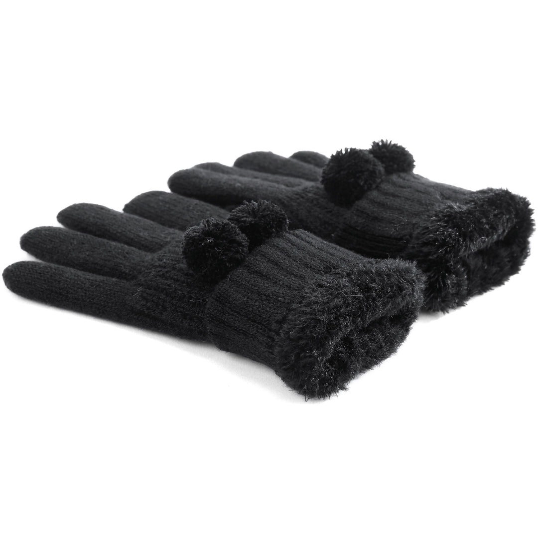 JG740 - One Dozen Ladies  Double Layer Fur Lining Knit Gloves