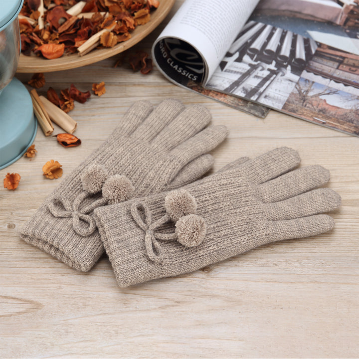 JG740 - One Dozen Ladies  Double Layer Fur Lining Knit Gloves