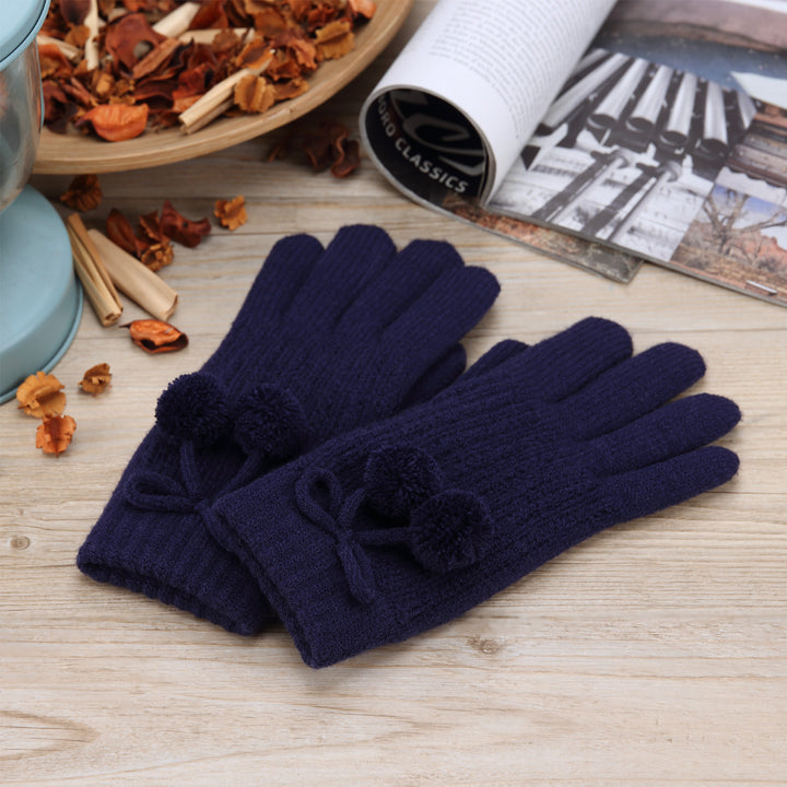 JG740 - One Dozen Ladies  Double Layer Fur Lining Knit Gloves