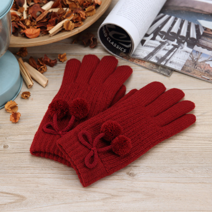 JG740 - One Dozen Ladies  Double Layer Fur Lining Knit Gloves