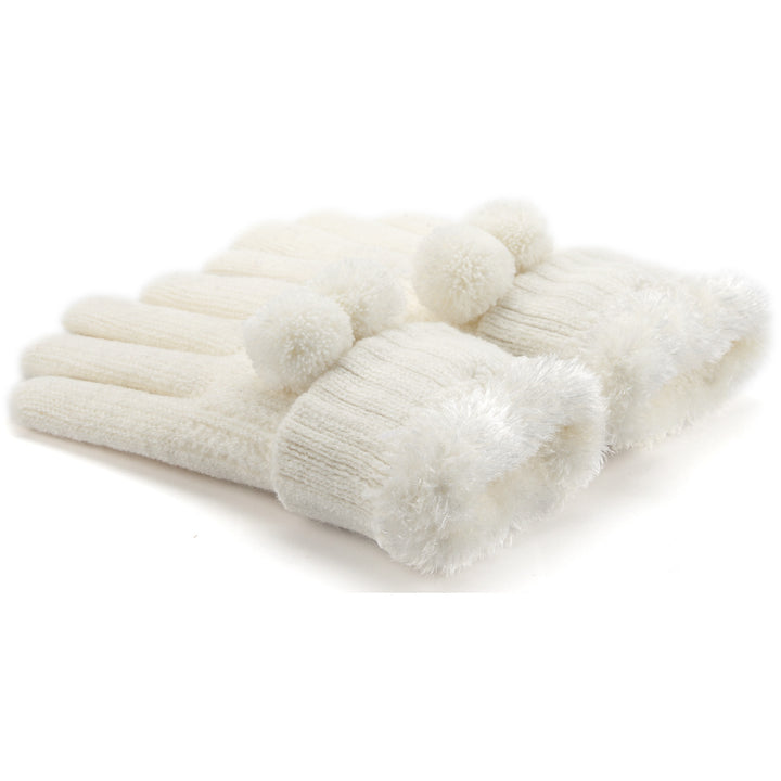 JG740 - One Dozen Ladies  Double Layer Fur Lining Knit Gloves