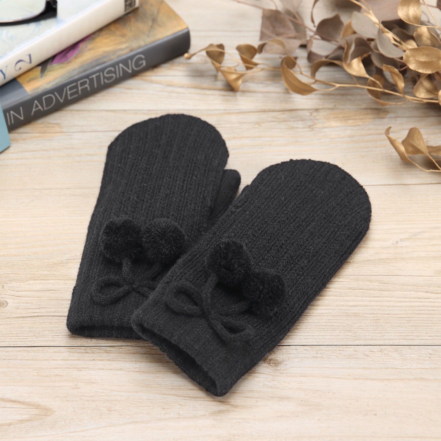JG741M - One Dozen Ladies  Double Layer Fur Lining Knit Mitten