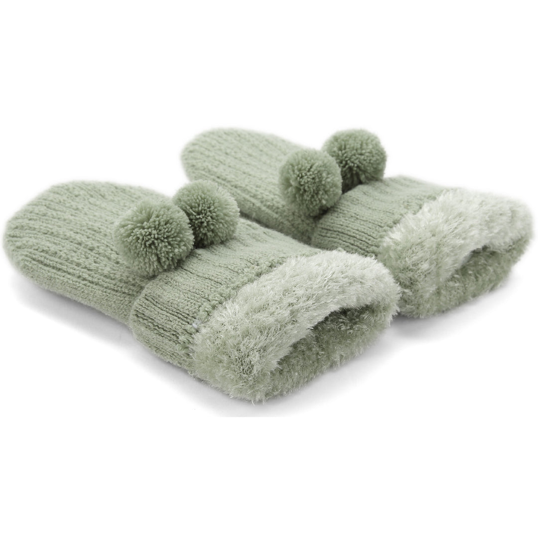 JG741M - One Dozen Ladies  Double Layer Fur Lining Knit Mitten