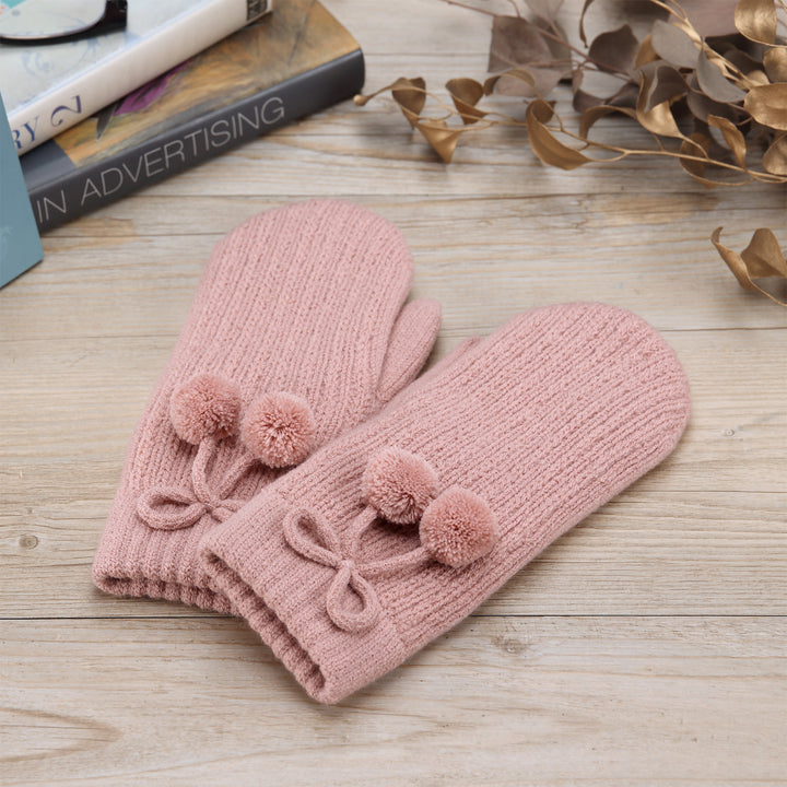 JG741M - One Dozen Ladies  Double Layer Fur Lining Knit Mitten