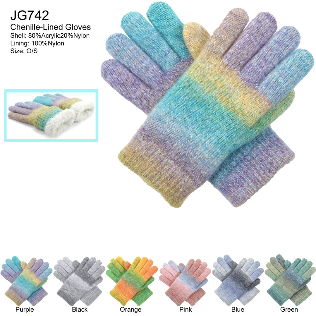 JG742- One Dozen Ladies  Double Layer Fur Lining Knit Glove