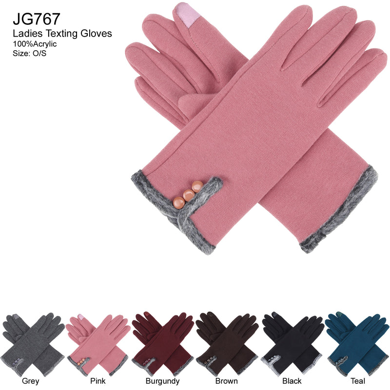 JG767 - One Dozen Ladies Fleece Texting Gloves