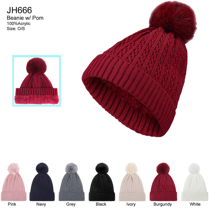JH666 - One Dozen Knit Hat with PomPom