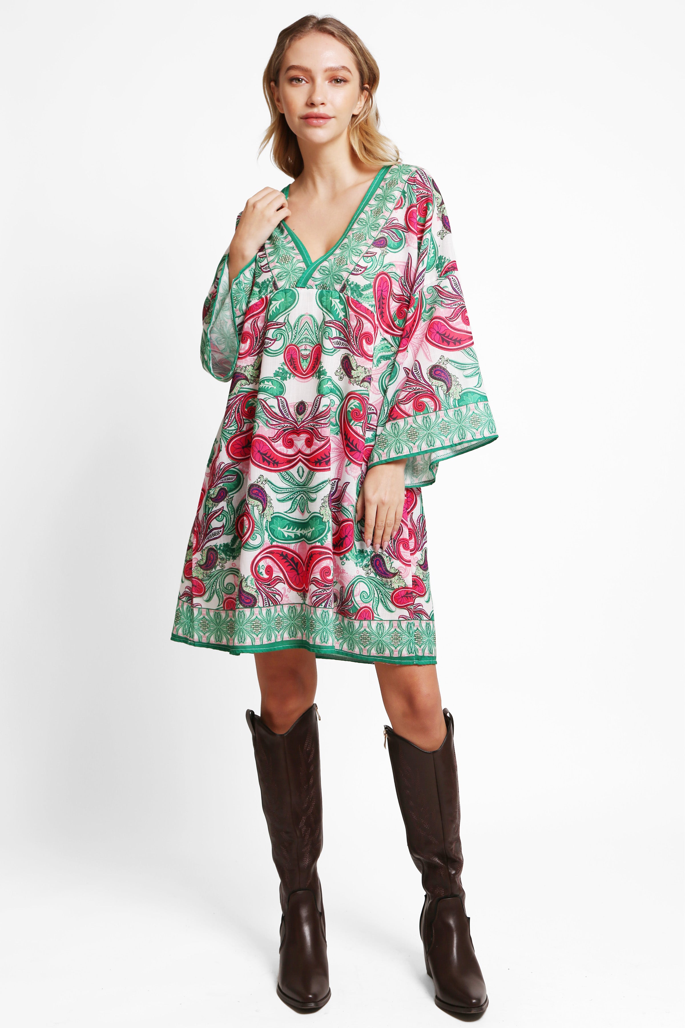 JP5101 - ONE Piece Floral COLOR LONG COVER-UP Dress