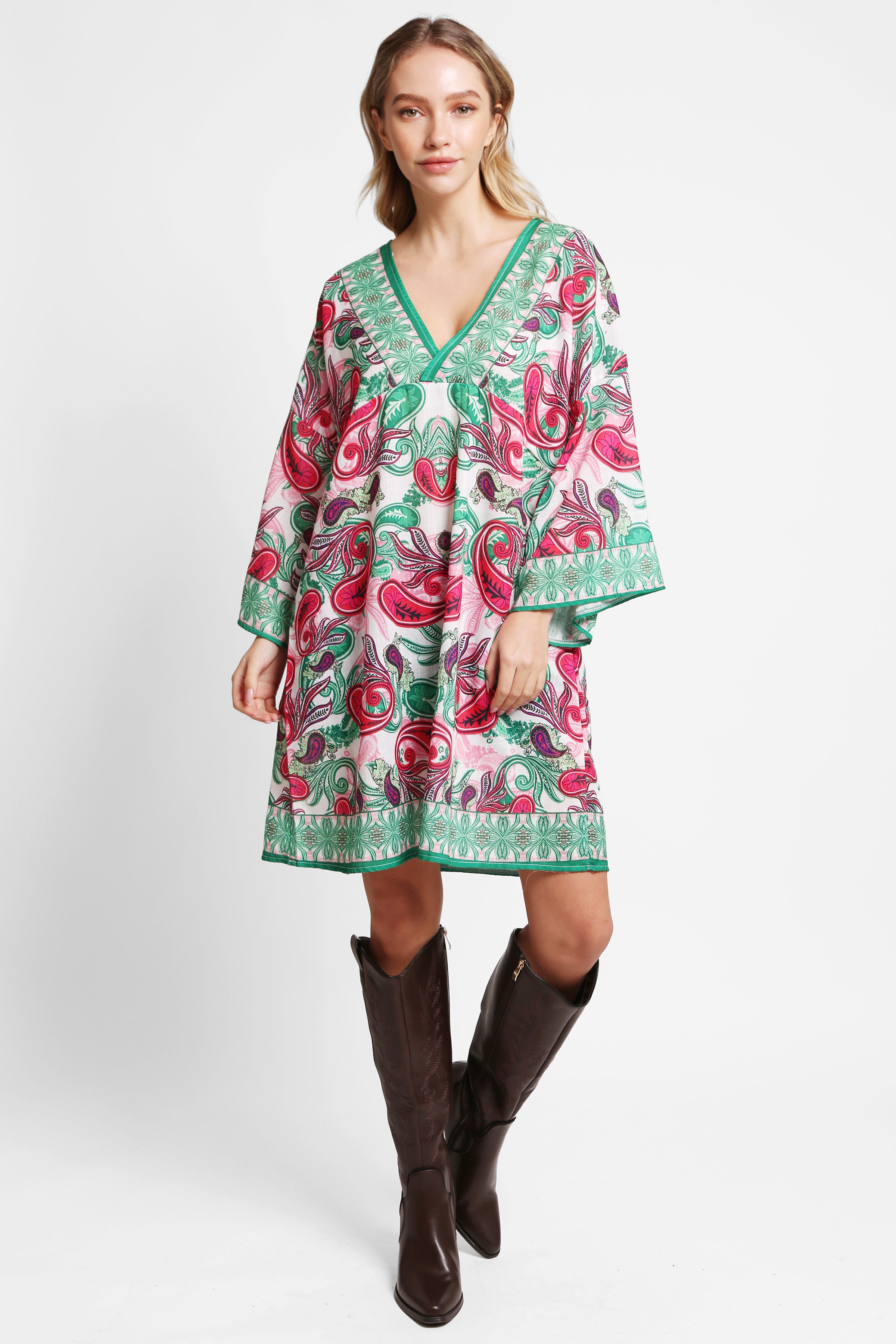 JP5101 - ONE Piece Floral COLOR LONG COVER-UP Dress
