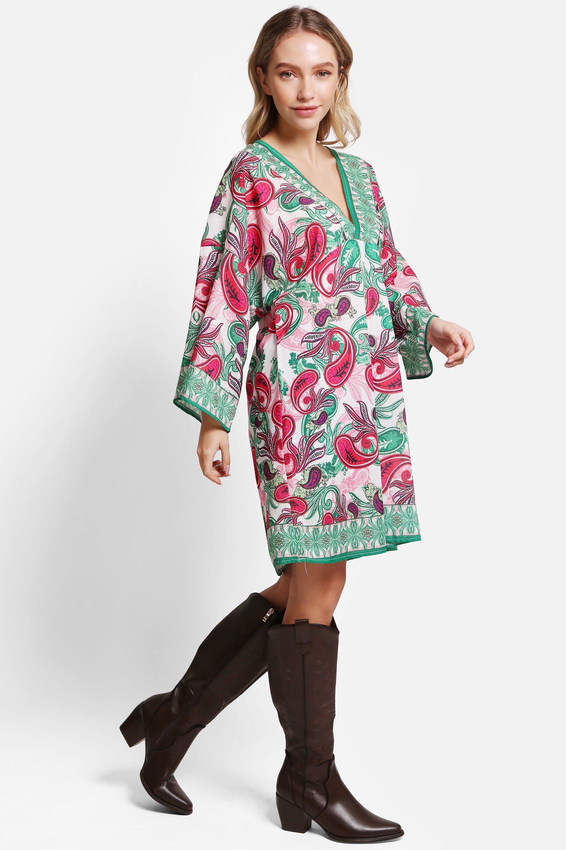 JP5101 - ONE Piece Floral COLOR LONG COVER-UP Dress