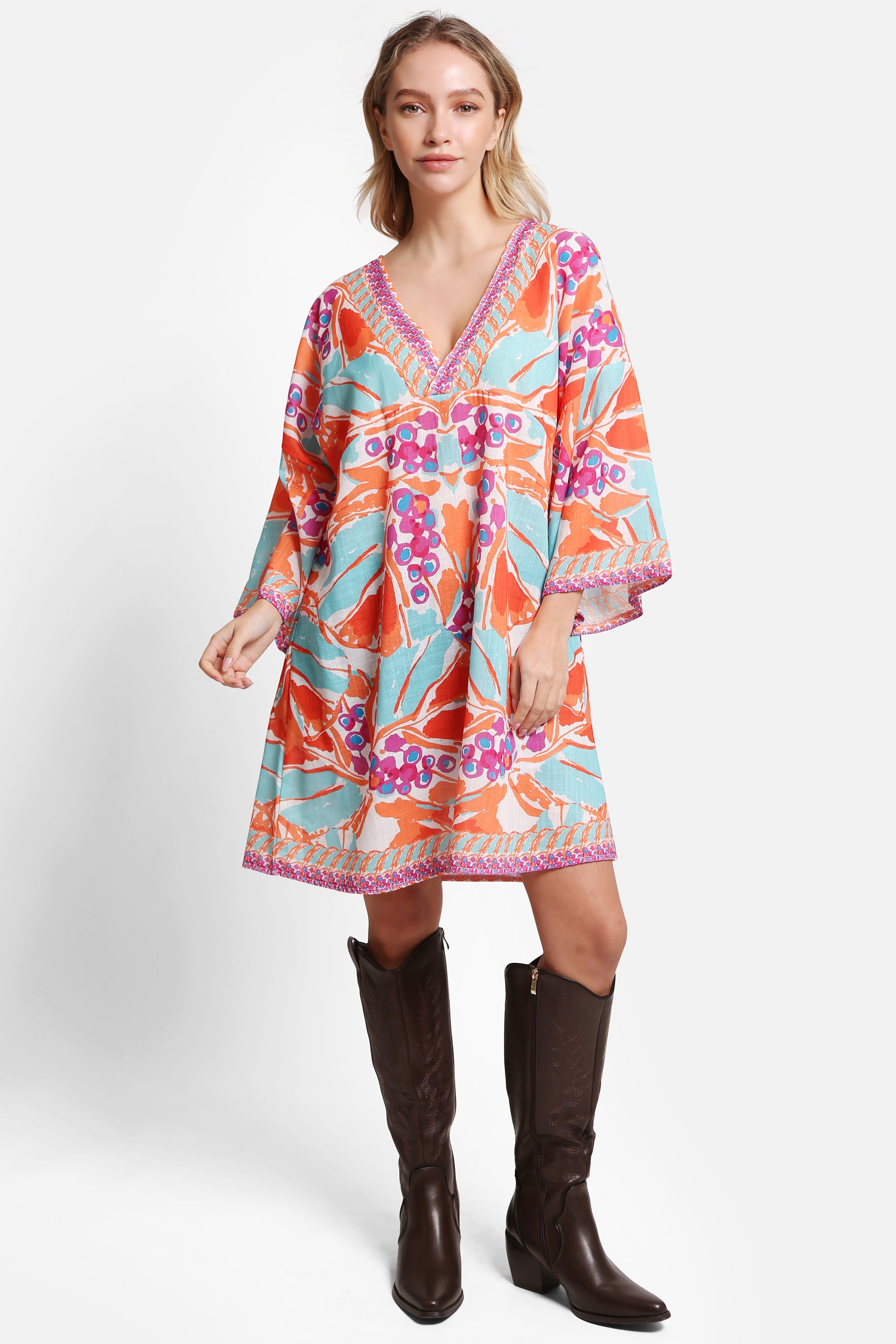 JP5102 - ONE Piece Floral COLOR LONG COVER-UP Dress