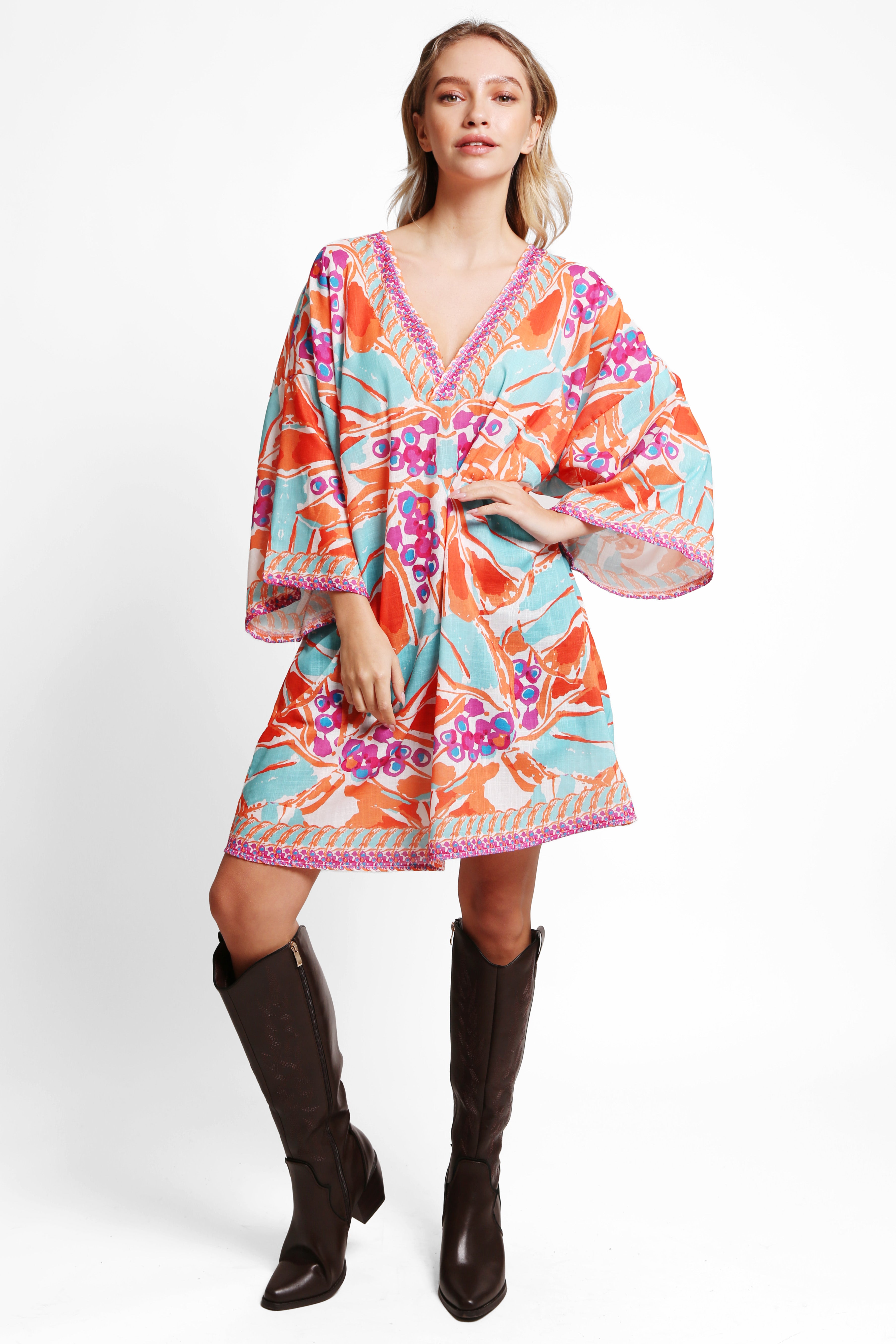 JP5102 - ONE Piece Floral COLOR LONG COVER-UP Dress