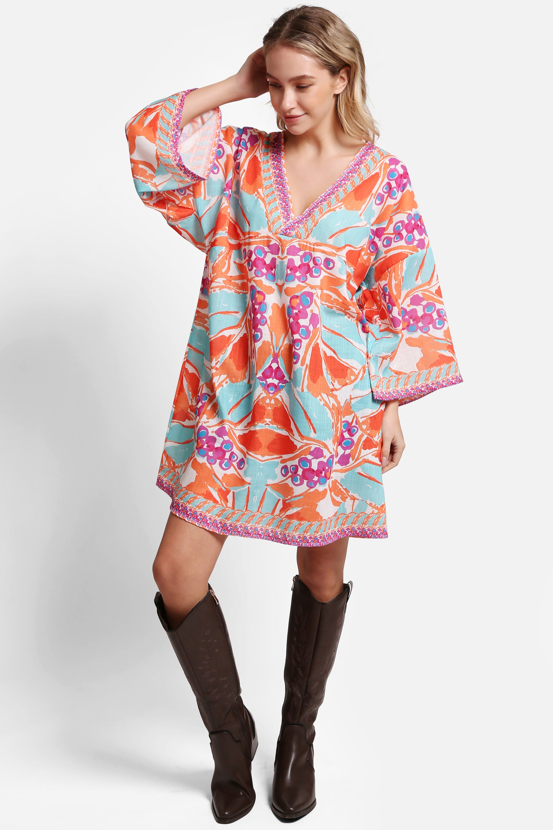 JP5102 - ONE Piece Floral COLOR LONG COVER-UP Dress