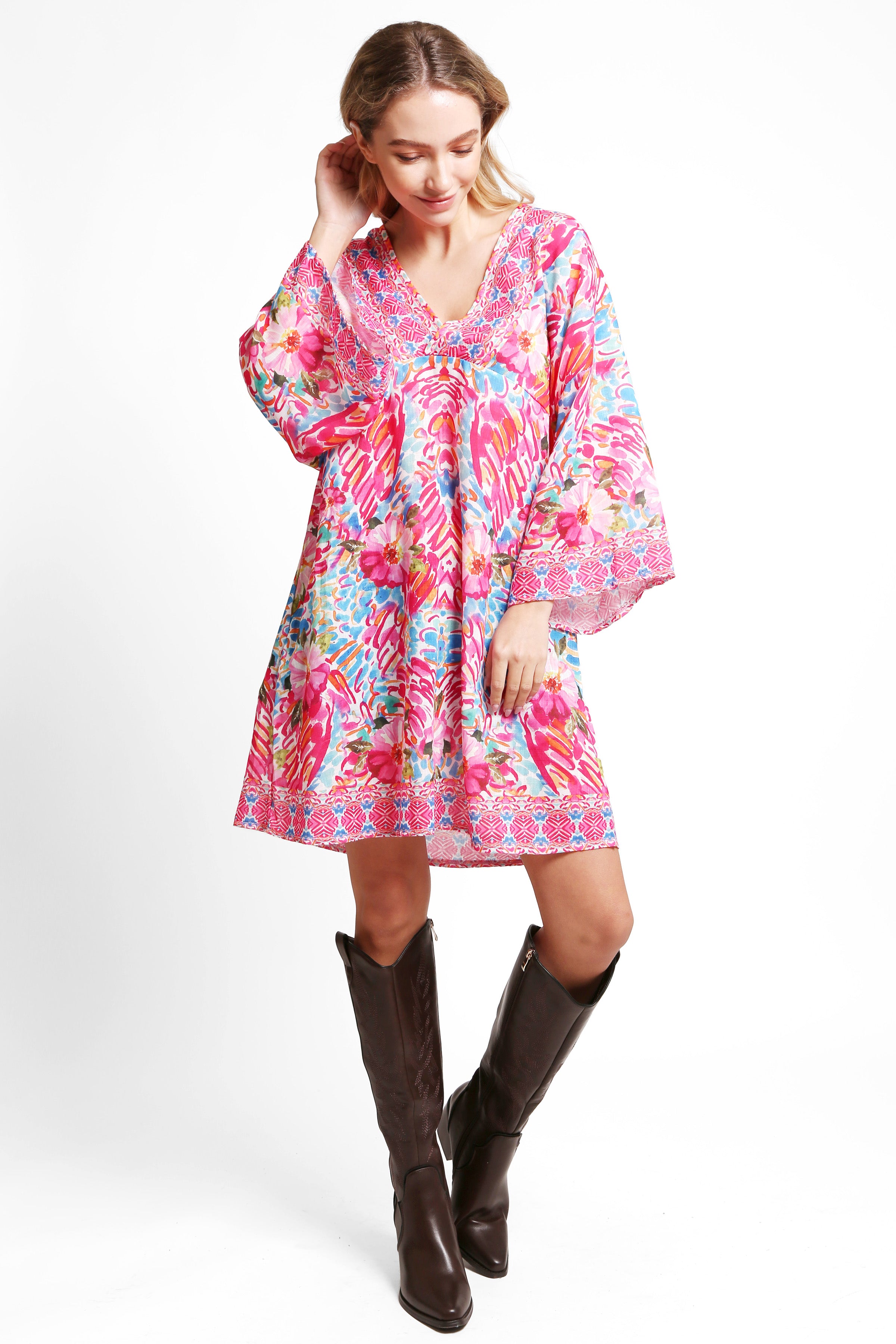 JP5103 - ONE Piece Floral COLOR LONG COVER-UP Dress