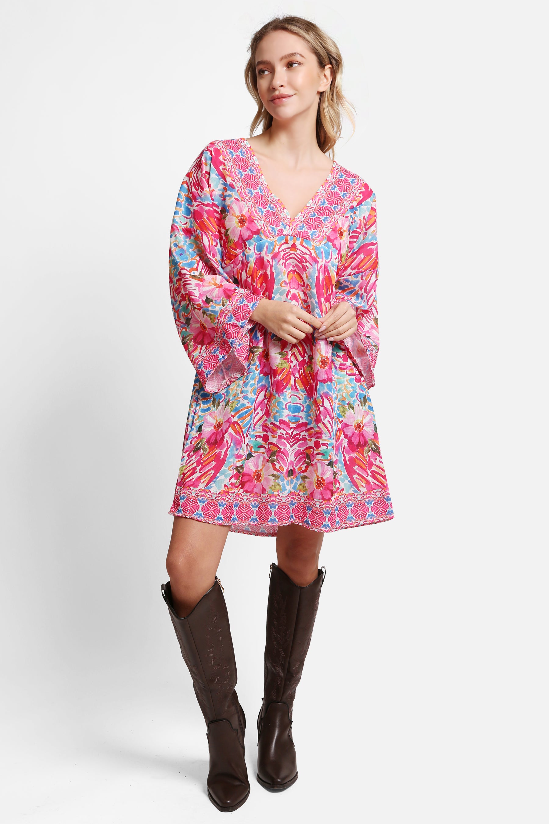 JP5103 - ONE Piece Floral COLOR LONG COVER-UP Dress