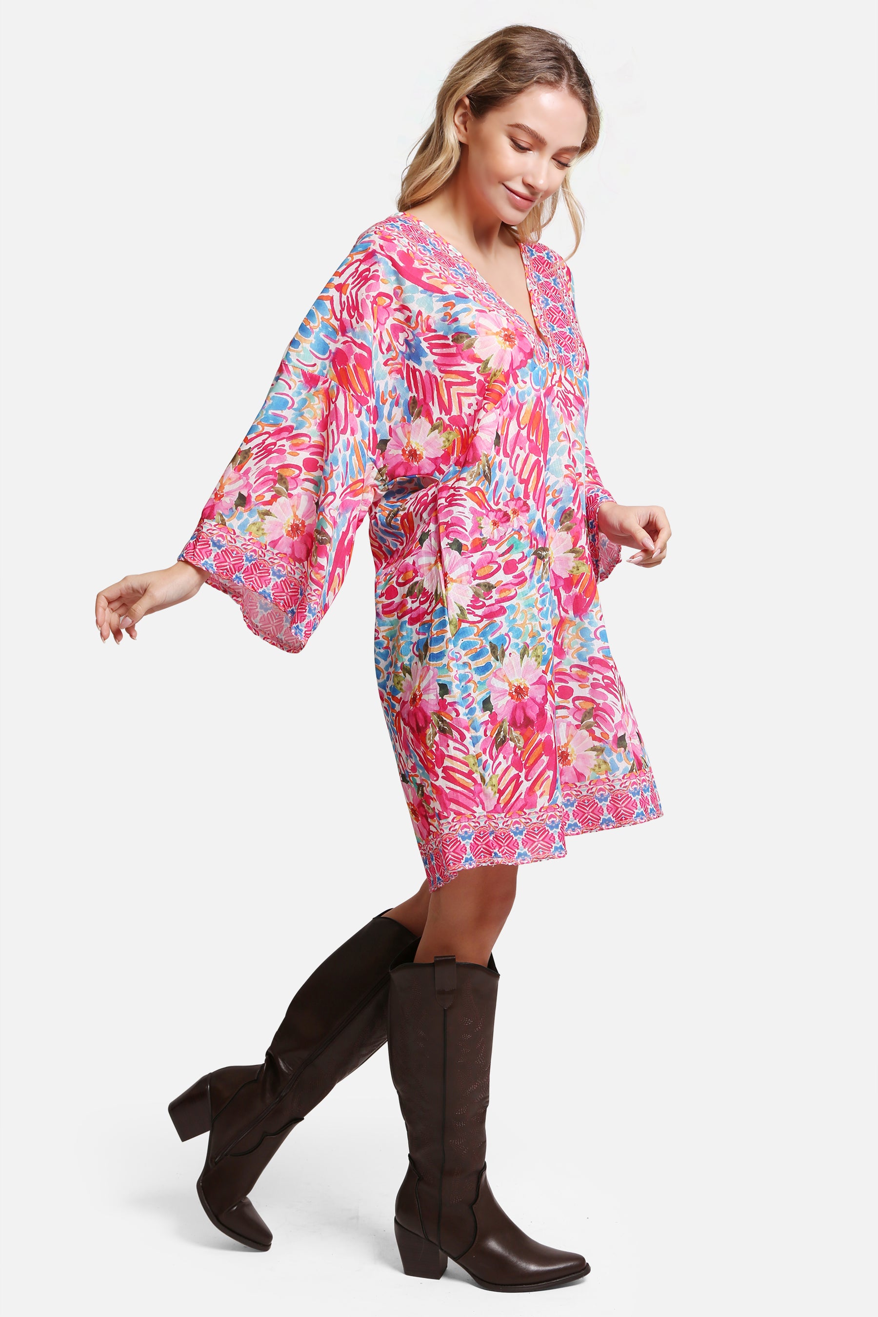 JP5103 - ONE Piece Floral COLOR LONG COVER-UP Dress