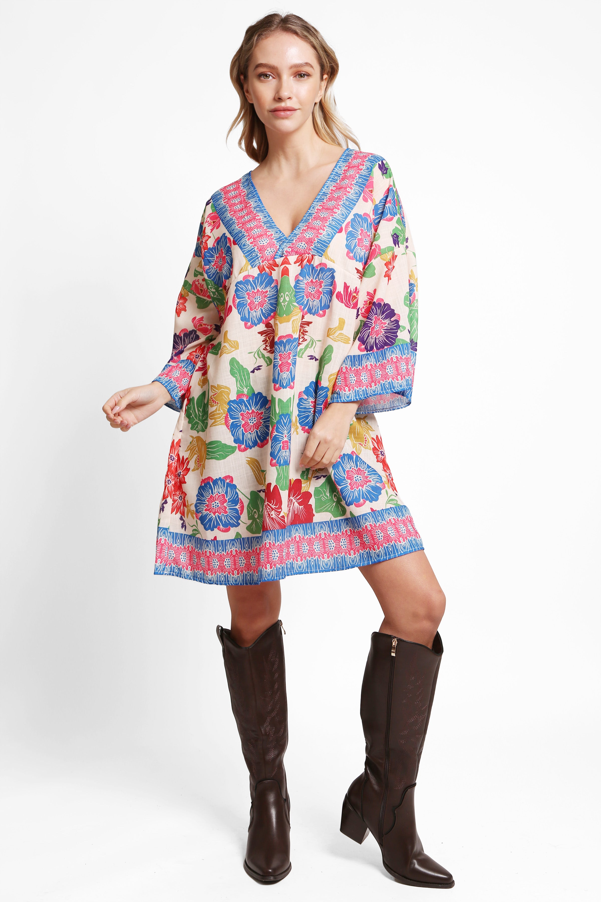 JP5105 - ONE Piece Floral COLOR LONG COVER-UP Dress