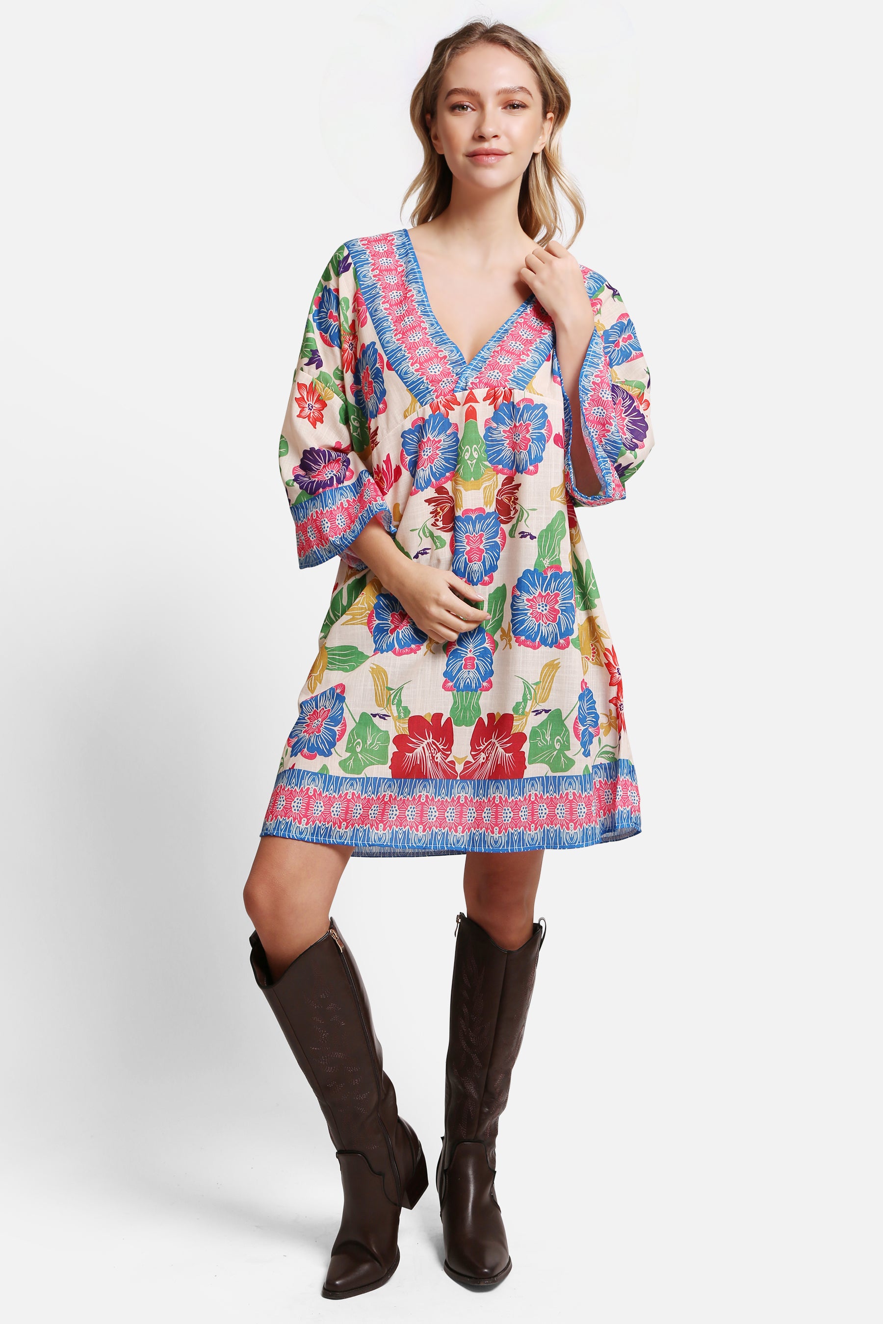 JP5105 - ONE Piece Floral COLOR LONG COVER-UP Dress