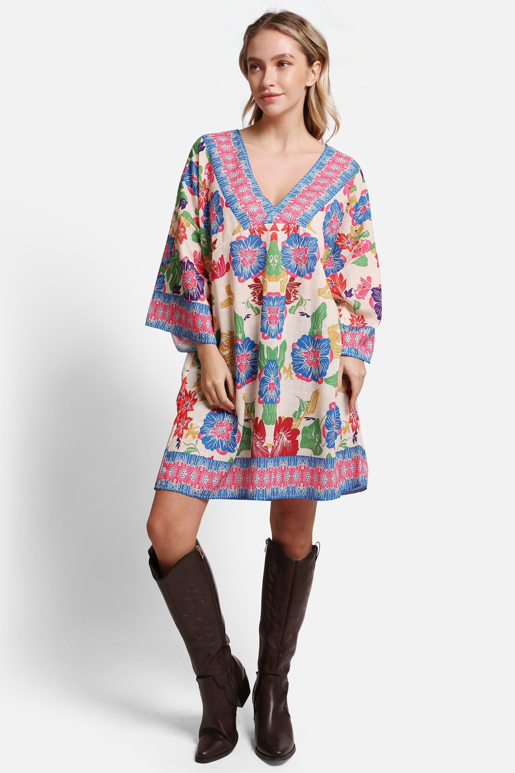 JP5105 - ONE Piece Floral COLOR LONG COVER-UP Dress