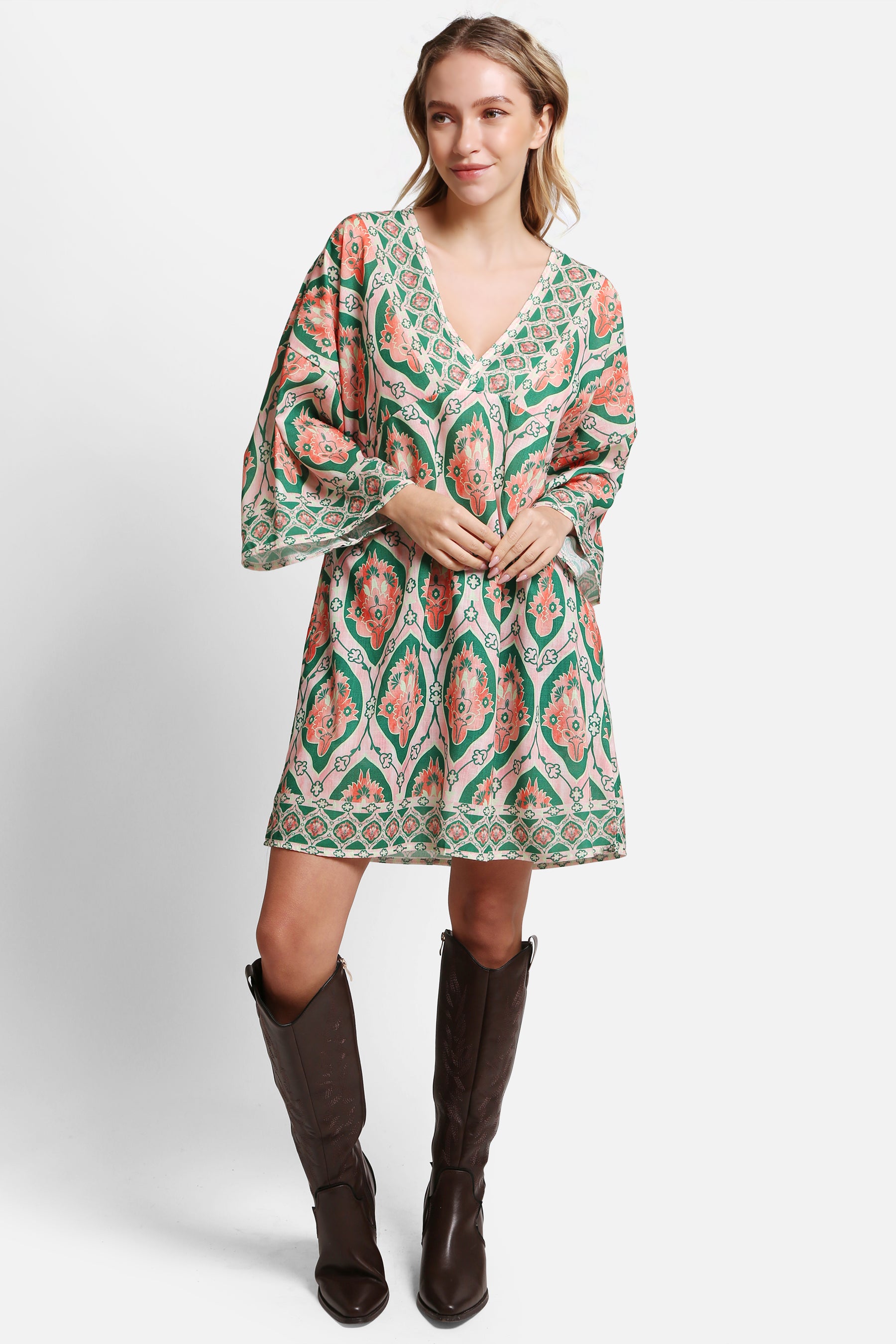 JP5107 - ONE Piece Floral COLOR LONG COVER-UP Dress
