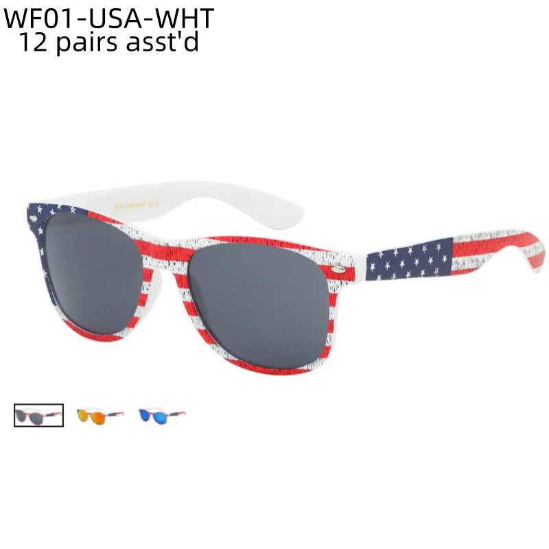 WF01-USA-WHT- One Dozen Sunglasses