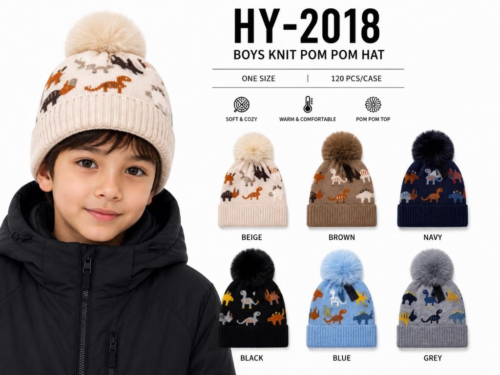 HY2018- One Dozen Kids Soft Warm Beanies Hat