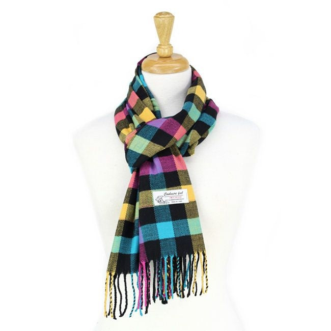CM03-4 - One Dozen Multi Blue Cashmere Feel Scarves