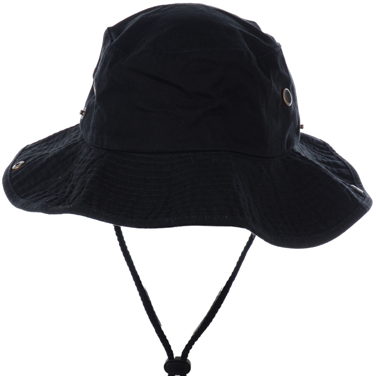 1510_BLACK - One Piece Solid Color Bucket Hat W/ Bullet Belt