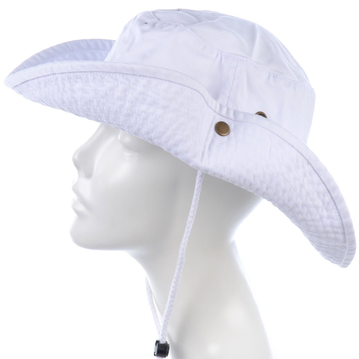 1510_WHITE - One Piece Solid Color Bucket Hat W/ Bullet Belt