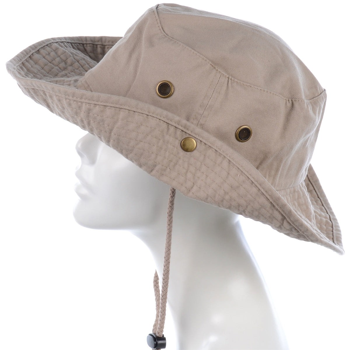 1510_KHAKI - One Piece Solid Color Bucket Hat W/ Bullet Belt