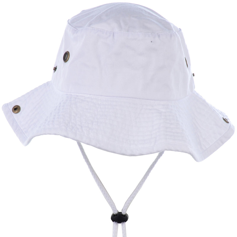 1510_WHITE - One Piece Solid Color Bucket Hat W/ Bullet Belt