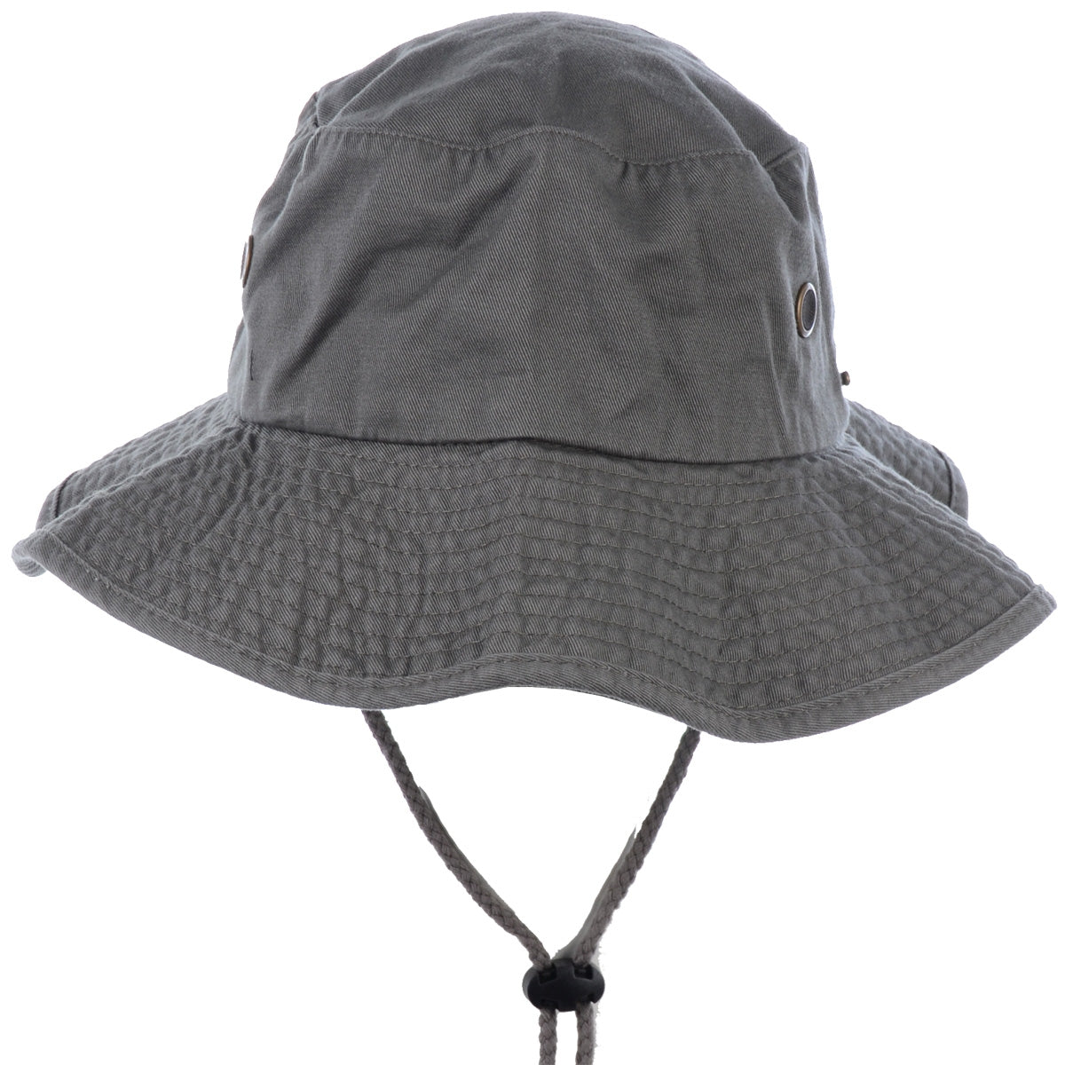 1510_GREY - One Piece Solid Color Bucket Hat W/ Bullet Belt