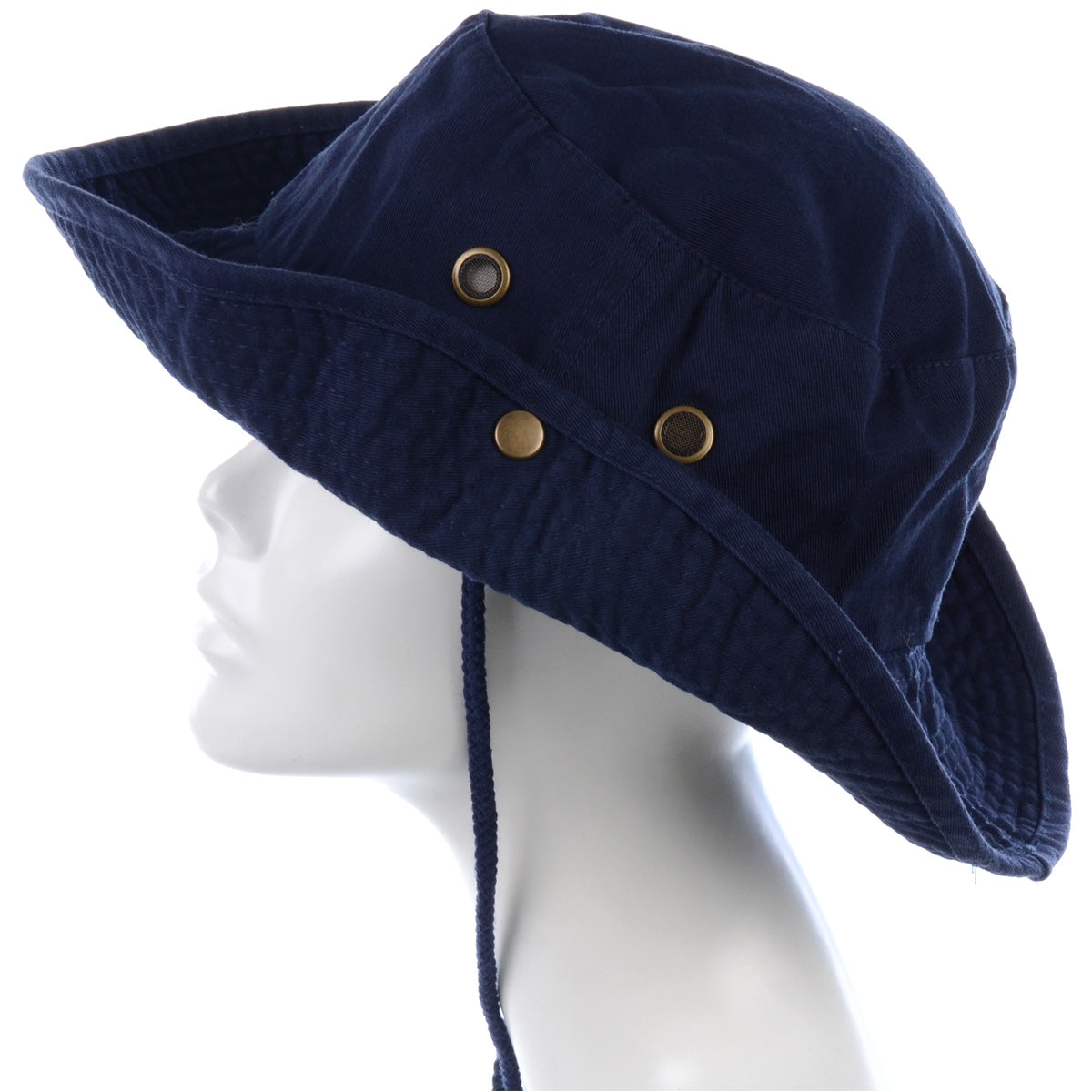 1510_NAVY - One Piece Solid Color Bucket Hat W/ Bullet Belt