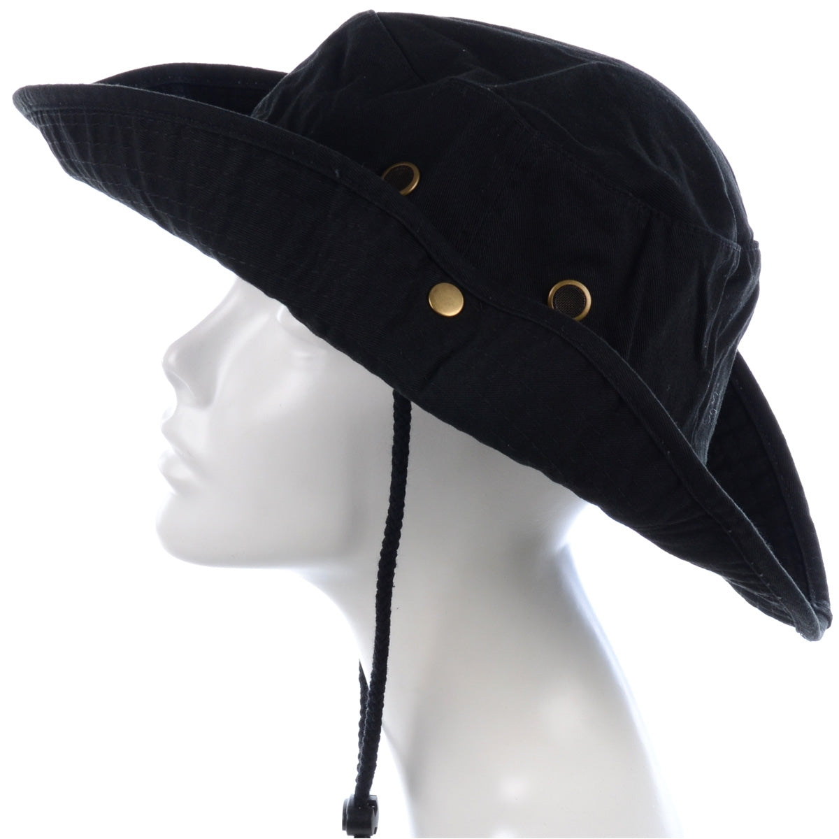 1510_BLACK - One Piece Solid Color Bucket Hat W/ Bullet Belt