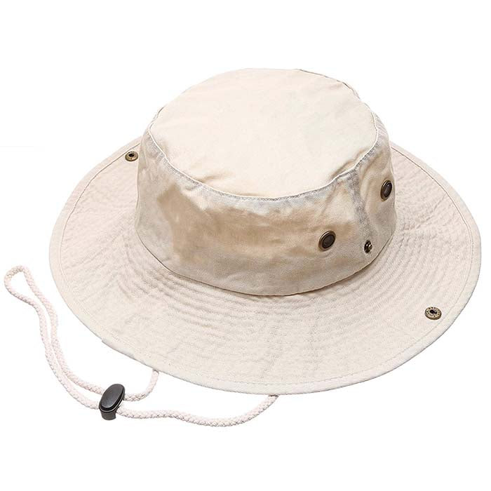 1510_BEIGE - One Piece Solid Color Bucket Hat W/ Bullet Belt