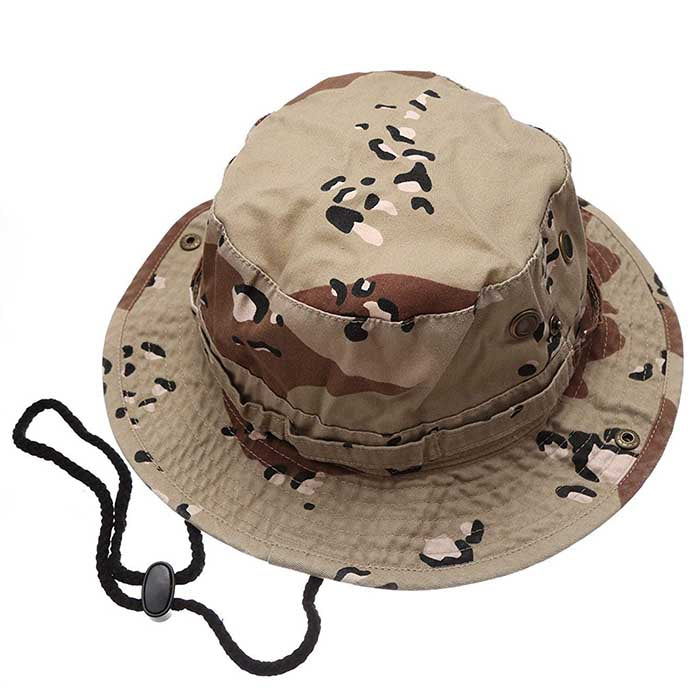1510_DESERT CAMO - One Piece Solid Color Bucket Hat W/ Bullet Belt