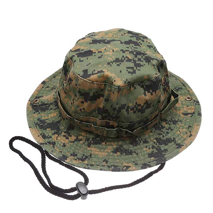 1510_GREY CAMO - One Piece Solid Color Bucket Hat W/ Bullet Belt