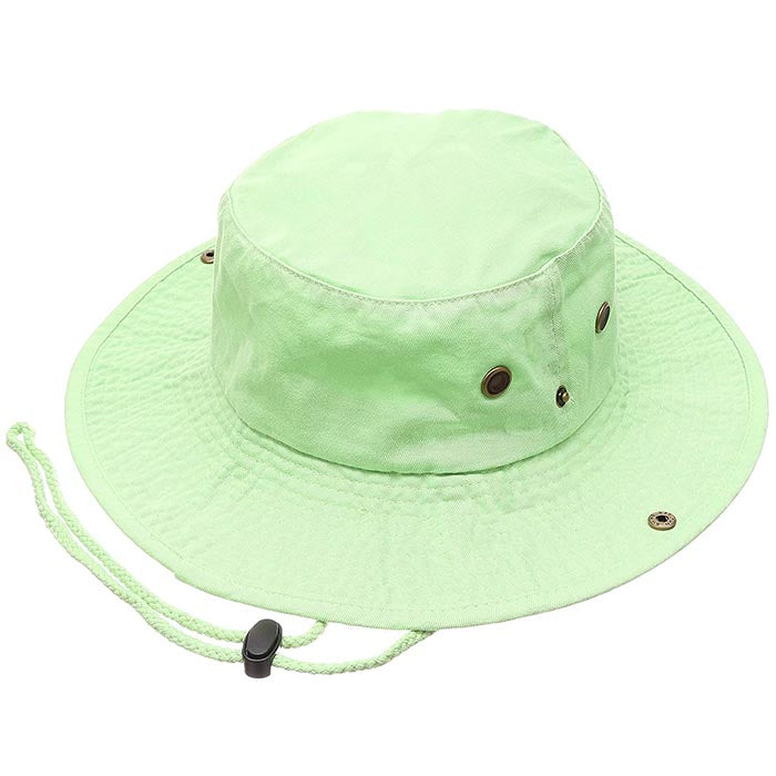 1510_LIME GREEN - One Piece Solid Color Bucket Hat W/ Bullet Belt