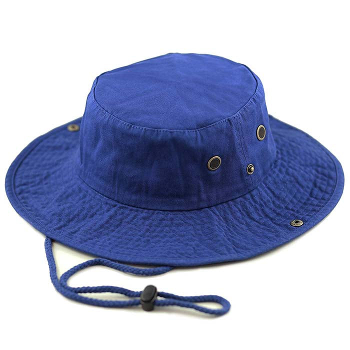 1510_ROYAL BLUE - One Piece Solid Color Bucket Hat W/ Bullet Belt