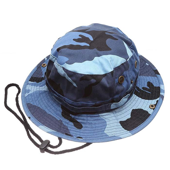 1510_SKY BLUE - One Piece Solid Color Bucket Hat W/ Bullet Belt