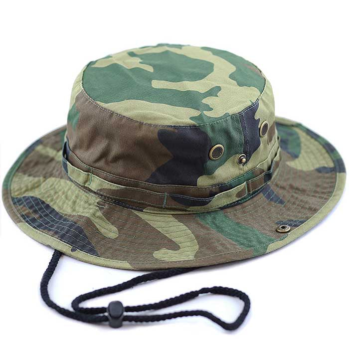1510_WOODLAND - One Piece Solid Color Bucket Hat W/ Bullet Belt