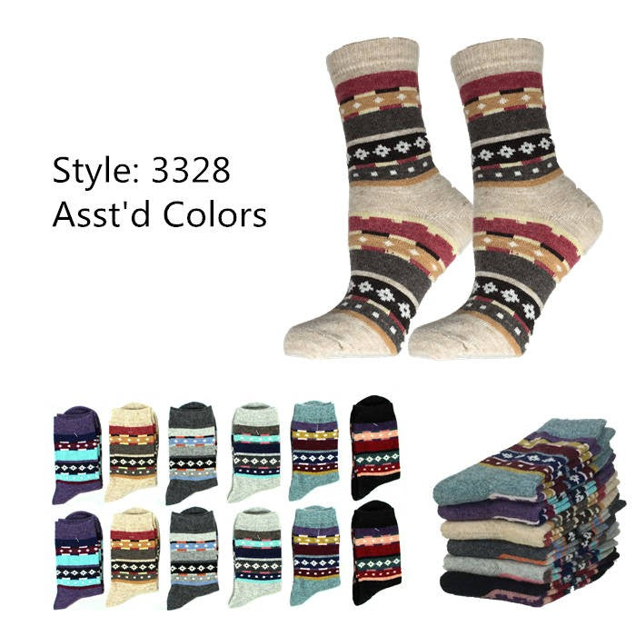 3328 - Womens Wool Blend Warm Crew Socks_12prs